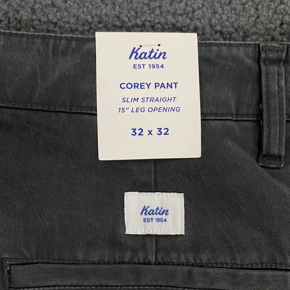 Katin Corey Pant Mens 32x32 Slim Straight Chino Cotton Stretch Black Wash Gray